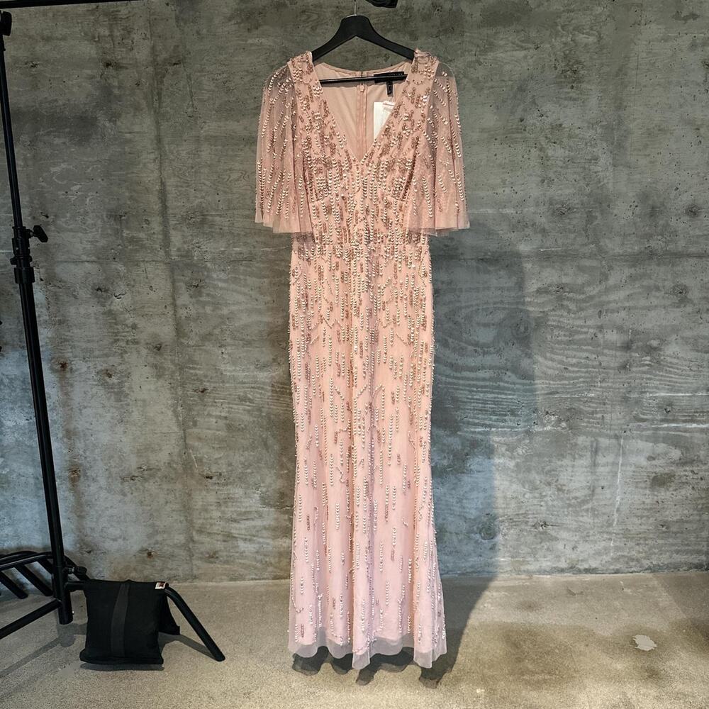 Aidan Mattox Size 10 Gorgeous Pink embellished maxi gown dress